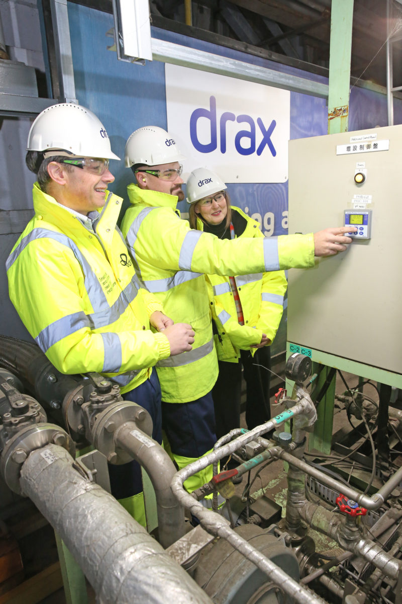 Bruce Heppenstall Drax Plant Director, Lewis Marron, Drax 4th Year Apprentice, and Liz Ridley Deputy Principal at Selby College