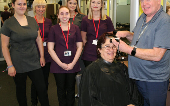 Bev Welsh Brave the Shave with Stewart King Level 3 Spa Therapy students