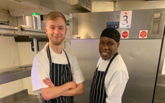 Luke Royle pictured left with fellow chef Abraham Mwaisaka at Mercure Hotel in Wetherby